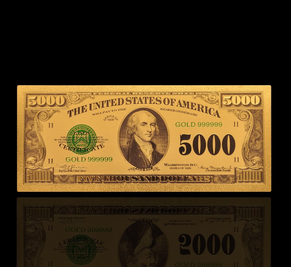 USA: Banknot złocony 5.000$ - PIĘĆ TYSIĘCY dolarów /1928