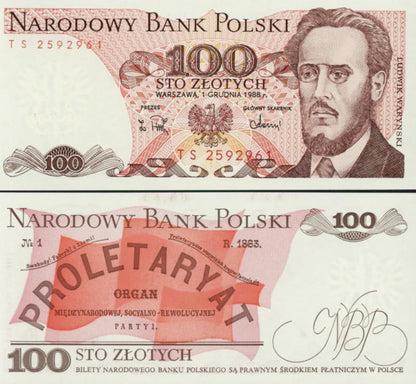 POLSKA  Banknot 100 zł / 1988 r. X X - seria TS (2)