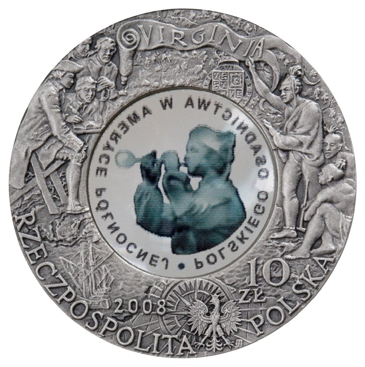 10 zł / 2008 r. -  400. rocznica polskiego osadnictwa w Ameryce Północnej