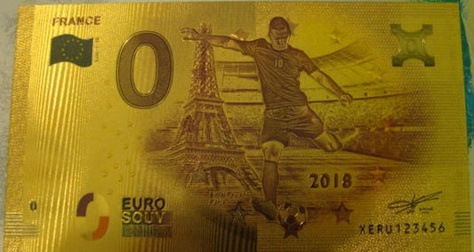 Banknot złocony:  "0" -  zero Euro / Francja