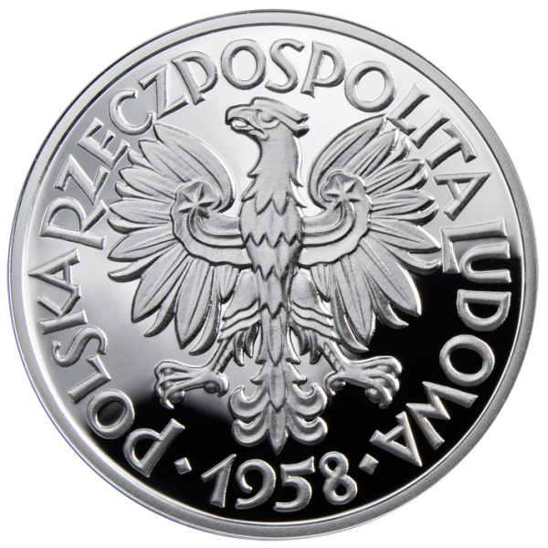 5 zł / 1958 r. -  Rybak, srebrna replika monety